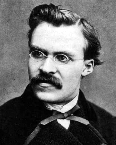 A portrait of German philosopher Friedrich Nietzsche.